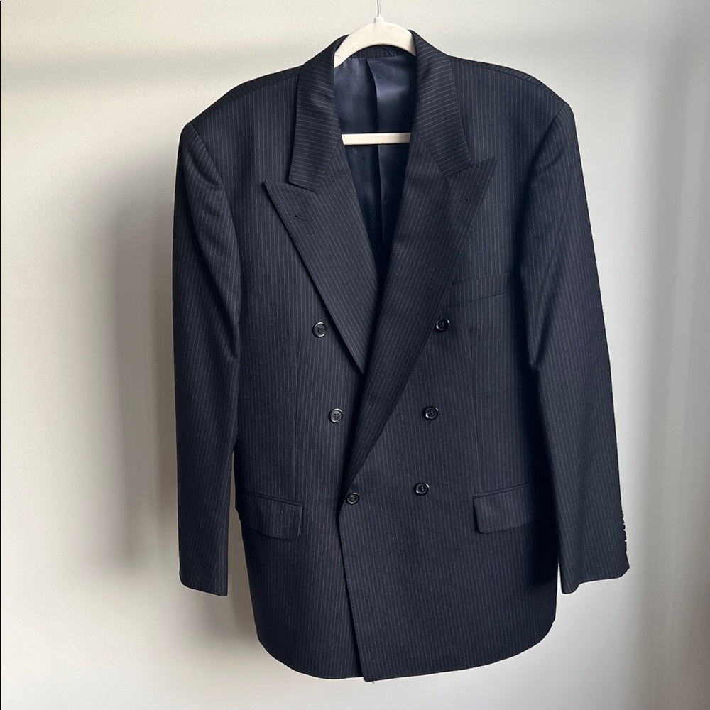 Classic Pin Stripe Double-Breasted Blazer
